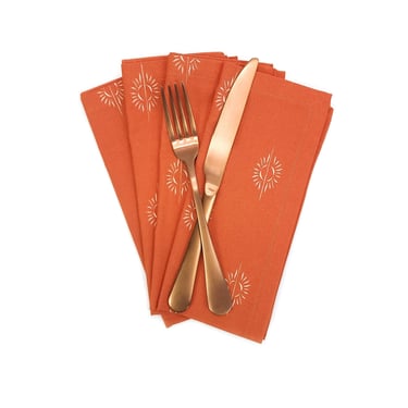 Orange Cloth Napkins, Set of 4 Cotton Cloth Napkins 