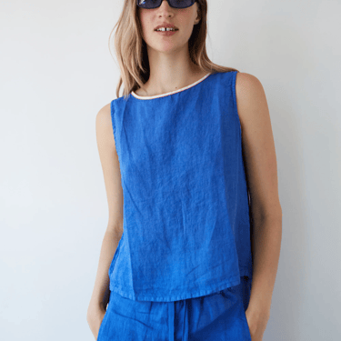 Ana linen top, blue