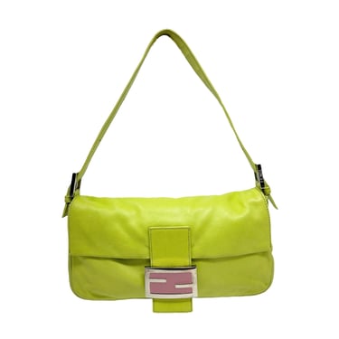 Fendi Lime Green Leather Baguette Bag