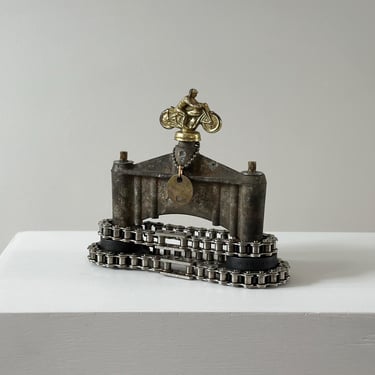 Vintage one-of-a-kind folk art motorcycle trophy 