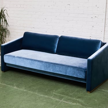 Blue Velvet Sofa Bed