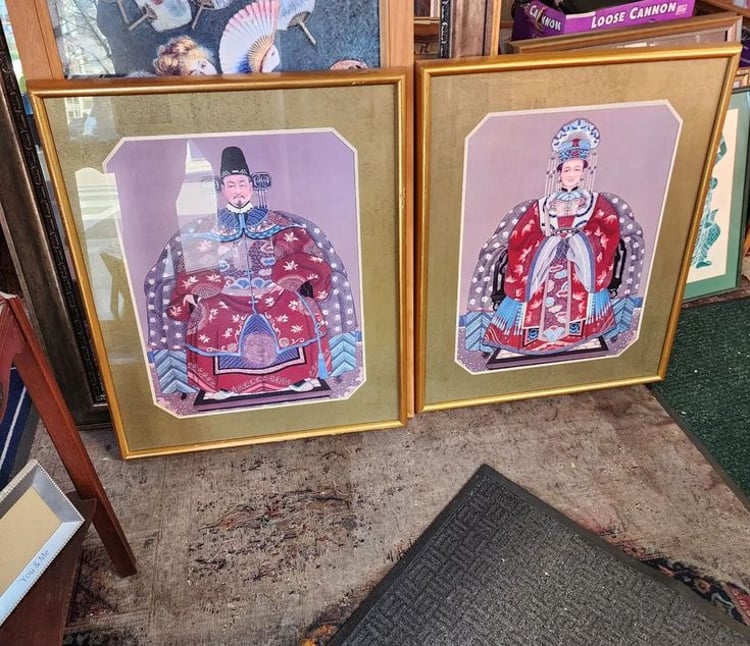 Pair of Chinese Ancestor Art Prints. 26x32"