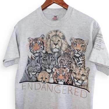 vintage animal shirt / cat t shirt / 1990s Endangered species wild cat animal nature t shirt Small 