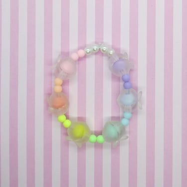 Pastel Beaded Bracelet Peach Fruit Rainbow Kandi Jewelry 