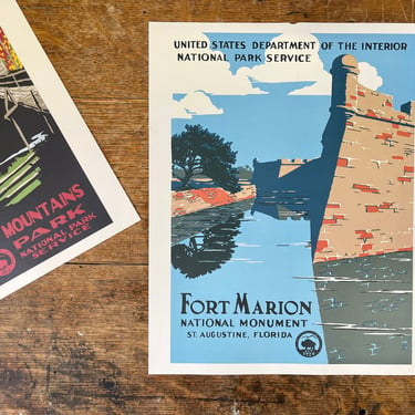 Vintage WPA Poster | US Department of the Interior National Park Poster | Fort Marion National Monument St Augustine FL 1930s Travel Poster 