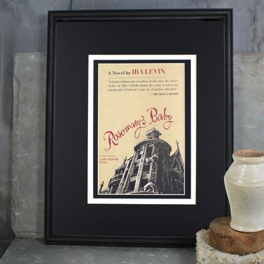 Rosemary's Baby Dust Jacket as Art | 1967 Book Club Edition | Original Dust Jacket NOT REPRODUCTION | Fits 11 x 14 Frame | UNFRAMED 