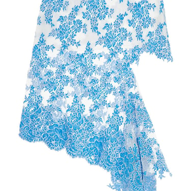 Christopher Esber Asymmetrical Blue Floral Cotton Lace Skirt Women