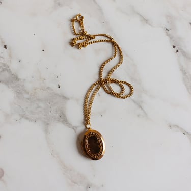 vintage French gold tone locket and chain