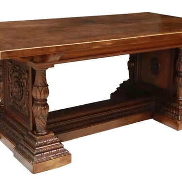 Antique Table, Italian Renaissance Revival, Carved Walnut, Draw Leaf, 1900's!!