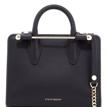 Strathberry Mini Tote In Black Calfskin With Removable Shoulder Strap Women