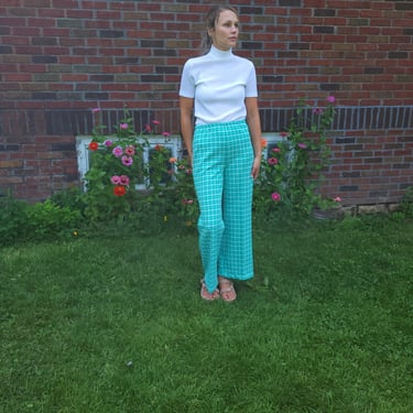 Vintage 1970's Checkered Pants / High Waisted / S to M 