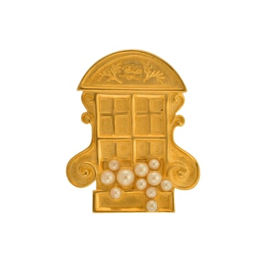 Karl Lagerfeld Vintage Golden Pearl French Window Tack Pin