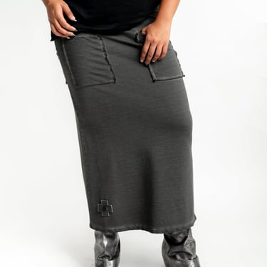 Over Dyed Pocket Detail Pencil Skirt in ASPHALT or BLACK