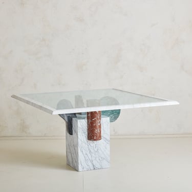 'Brugiana' Marble + Glass Dining Table by Egidio Di Rosa and Pier Alessandro Giusti for Up&Up, Italy 1980s