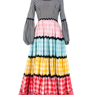 Multicolor Gingham Tiered Maxi Dress