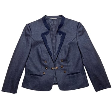 Vintage Women's ALPEN TRACHT Wool Flannel Jacket ~ Cropped Blazer / Sport Coat ~ Bavarian / Made in Germany 