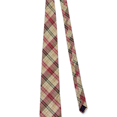 Vintage MADRAS PLAID Cotton Necktie ~ Rooster ~ Preppy ~ Ivy Style ~ Trad ~ 