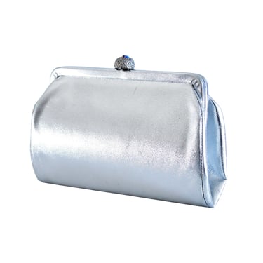 1960s Silve Lame Clutch Purse - Vintage Silver Clutch Purse - Vintage Silver Evening Bag - 1960s Silver Handbag - Shiny Silver Clutch Purse 