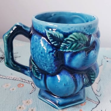 Vintage INARCO fruit mug Vintage Blue coffee mug 