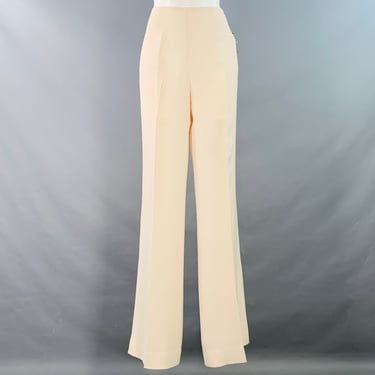 RALPH LAUREN Size 6 Cream Silk Wide Leg Dress Pants