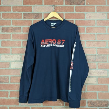 Vintage 90s Aeropostale Aero87 Athletic Division ORIGINAL Longlseeve Tee - Large 