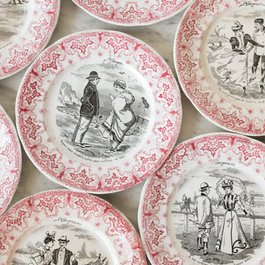 Matched Transferware Plate  set of 8