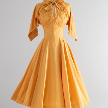 Marvelous 1950's Claire McCardell Marigold Cotton Dress / SM