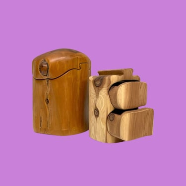 Vintage Jewelry Box Retro 2000 Hand Carved + Teak Wood + Puzzle + Secret Stash Box + Storage and Organization + Home Decor 