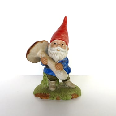 Vintage Ensco Gnome Figurine From Japan, Ceramic Fairy Garden Decor 
