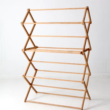 vintage drying rack, wood laundry stand, clothes dry rack 