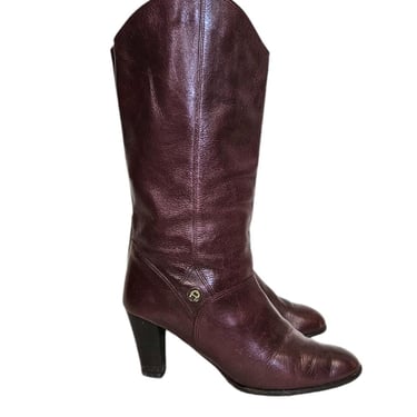 Etienne Aigner Burgundy Red Leather Mid Calf Made In Brazil Boots I Sz 9 