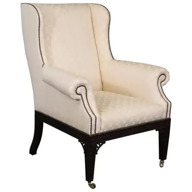Baker Wingback Armchair Chinese Chippendale Style in Mahogany