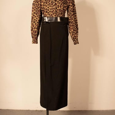 Jean Paul Gaultier Classique black virgin wool maxi wrap skirt 