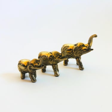 Graduated Brass Elephants - Set of 3 