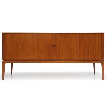 Danish Mid-century Tambour Door Teak Credenza