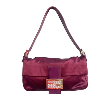 Fendi Purple Satin Logo Baguette Bag