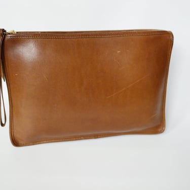 1970s Coach Brown Leather Clutch Wristlet 