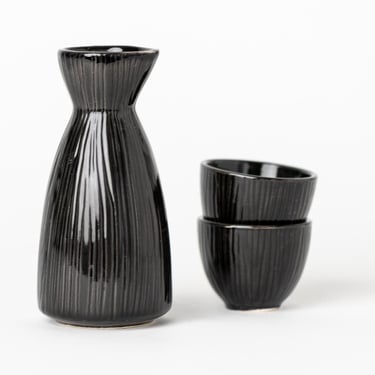 Black Ceramic Sake Set - Set of 3 