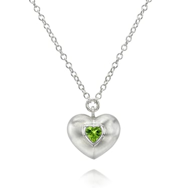 Heart Vessel Necklace - Sterling Silver + Peridot