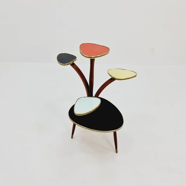 Big 1950s German Plant Stand, Colorful Vintage Mid-Century Minimalist Indoor Plant Stand Side Table Retro flower table 