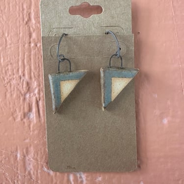 Earrings - Slate Blue and Orange Ceramic 