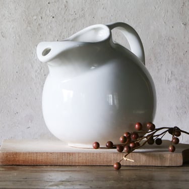 White Pottery Ball, Vintage Pitcher, Water Jug 
