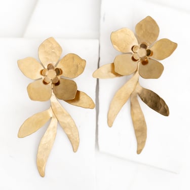 Brass and Sterling Silver Millias Flower Earrings