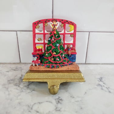 1995 Cast Iron Christmas Holiday Stocking Holder 