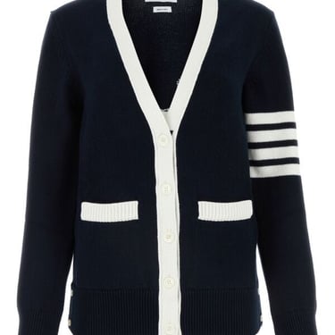 Thom Browne Women Navy Blue Cotton Cardigan