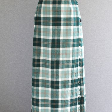 Tartan - Wool Plaid - Maxi - Wrap Skirt - Kilt - by Laird Porch - 32" waist 