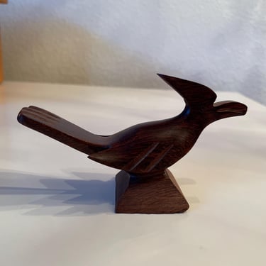 Vintage Ironwood Carved Rosewood MCM Roadrunner | Vintage Roadrunner Figurine Hand Carved Ironwood bird Figurine 