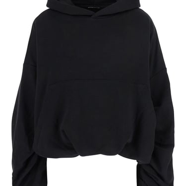 Dries Van Noten Black Hoodie With Puffed Sleeves In Cotton Woman