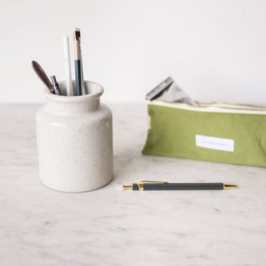 Vintage Mustard Pot with Organic Cotton Pencil Case