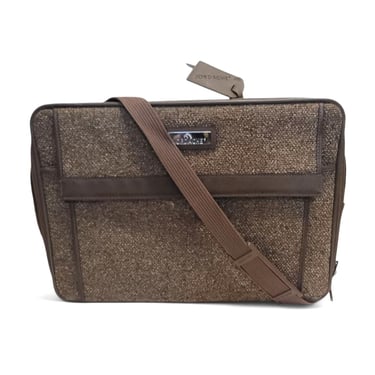 Vintage Jordache Brown Suitcase, 1970s 1980s Hard Soft Luggage Carry-On, Retro Travel Bag, Tweed Style Shoulder Strap, Iconic Jeans 